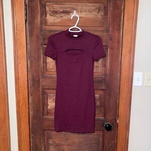 No Bo Burgundy Keyhole Dress